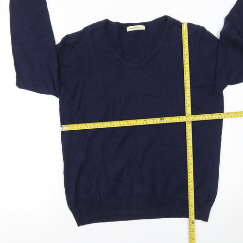 Woolovers Men's Blue V-Neck Cotton Cashmere Jumper M