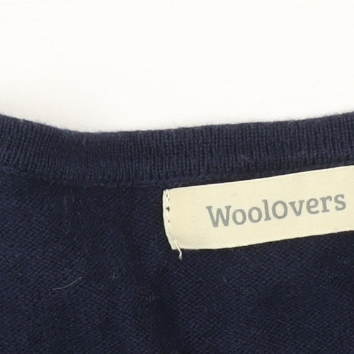 Woolovers Men's Blue V-Neck Cotton Cashmere Jumper M