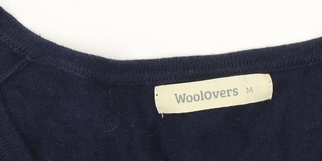 Woolovers Men's Blue V-Neck Cotton Cashmere Jumper M
