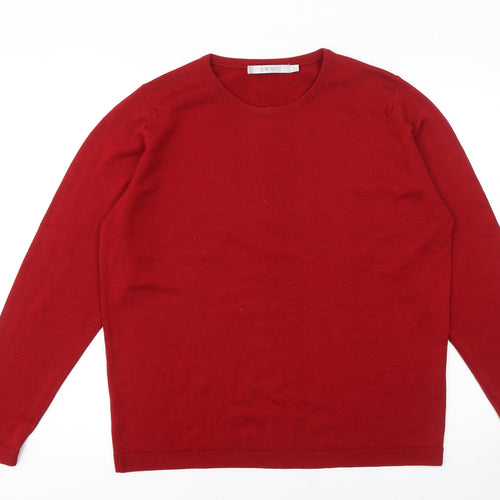 EWM Women’s Red Lambswool Crew Neck Jumper Size 18-20