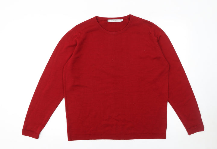 EWM Women’s Red Lambswool Crew Neck Jumper Size 18-20