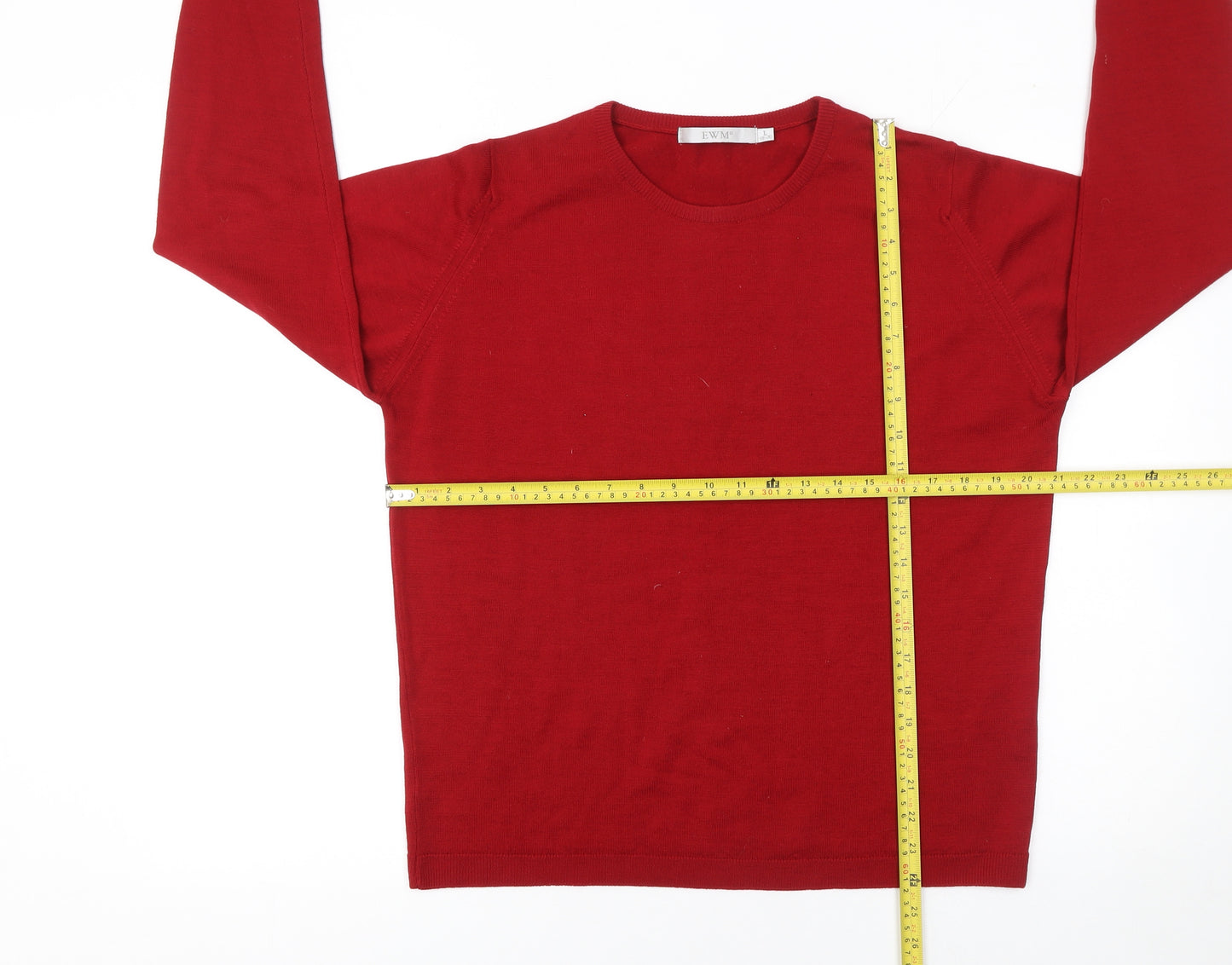 EWM Women’s Red Lambswool Crew Neck Jumper Size 18-20