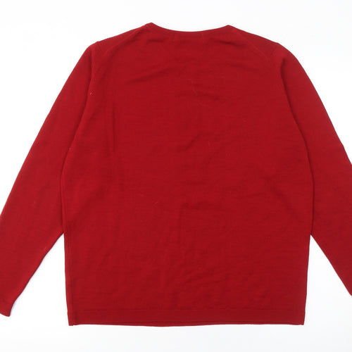 EWM Women’s Red Lambswool Crew Neck Jumper Size 18-20
