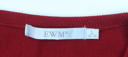 EWM Women’s Red Lambswool Crew Neck Jumper Size 18-20