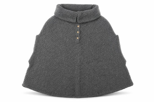 Front view of White Stuff Women's Grey Wool Knit Cape M Roll Neck
