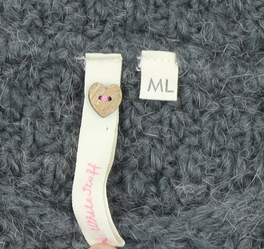 White Stuff Women's Grey Wool Knit Cape M Roll Neck