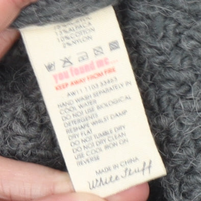 White Stuff Women's Grey Wool Knit Cape M Roll Neck