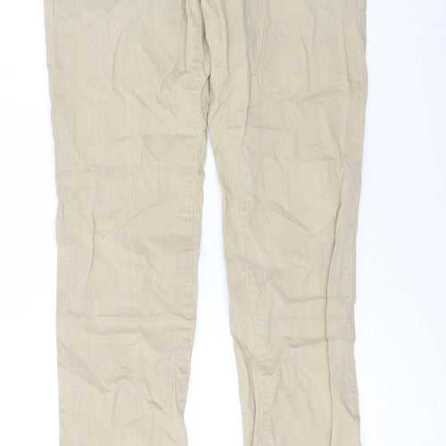 Turtle Sports Club Men's Beige Slim Fit Stretch Chino Trousers 32W