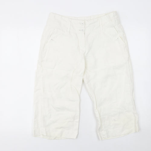 Monsoon Women's Ivory Linen Capri Trousers Size 10