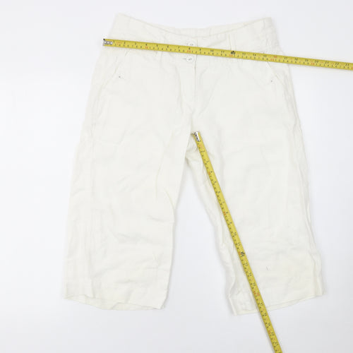 Monsoon Women's Ivory Linen Capri Trousers Size 10