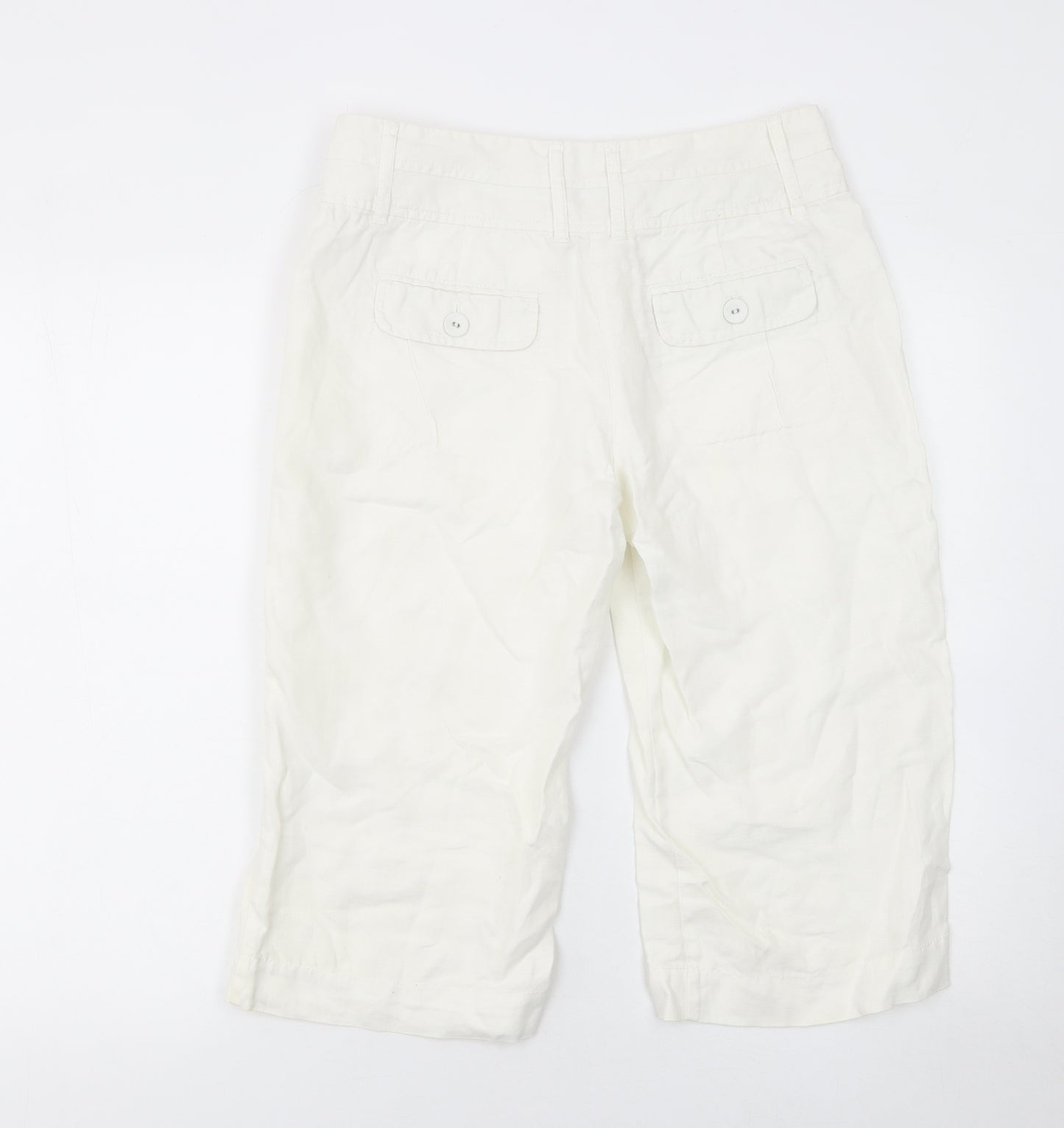 Monsoon Women's Ivory Linen Capri Trousers Size 10