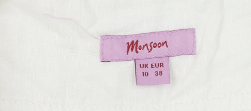 Monsoon Women's Ivory Linen Capri Trousers Size 10