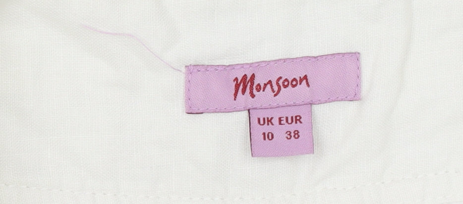 Monsoon Women's Ivory Linen Capri Trousers Size 10