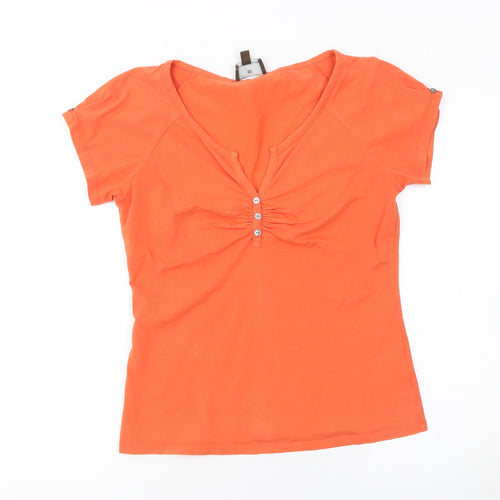 Fenn Wright Manson Womens Orange V-Neck Stretch Jersey T-Shirt Size 14