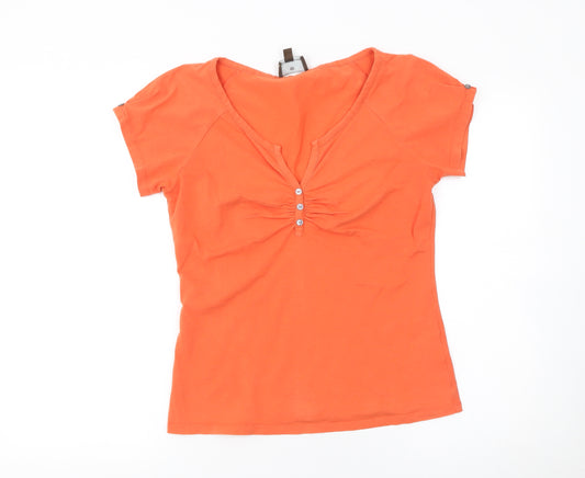 Fenn Wright Manson Womens Orange V-Neck Stretch Jersey T-Shirt Size 14