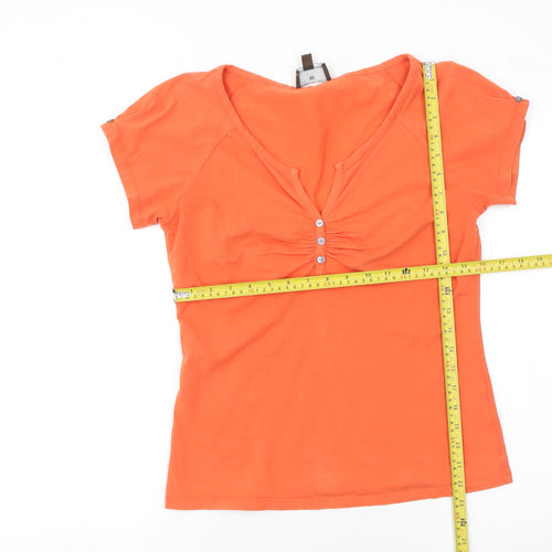 Fenn Wright Manson Womens Orange V-Neck Stretch Jersey T-Shirt Size 14