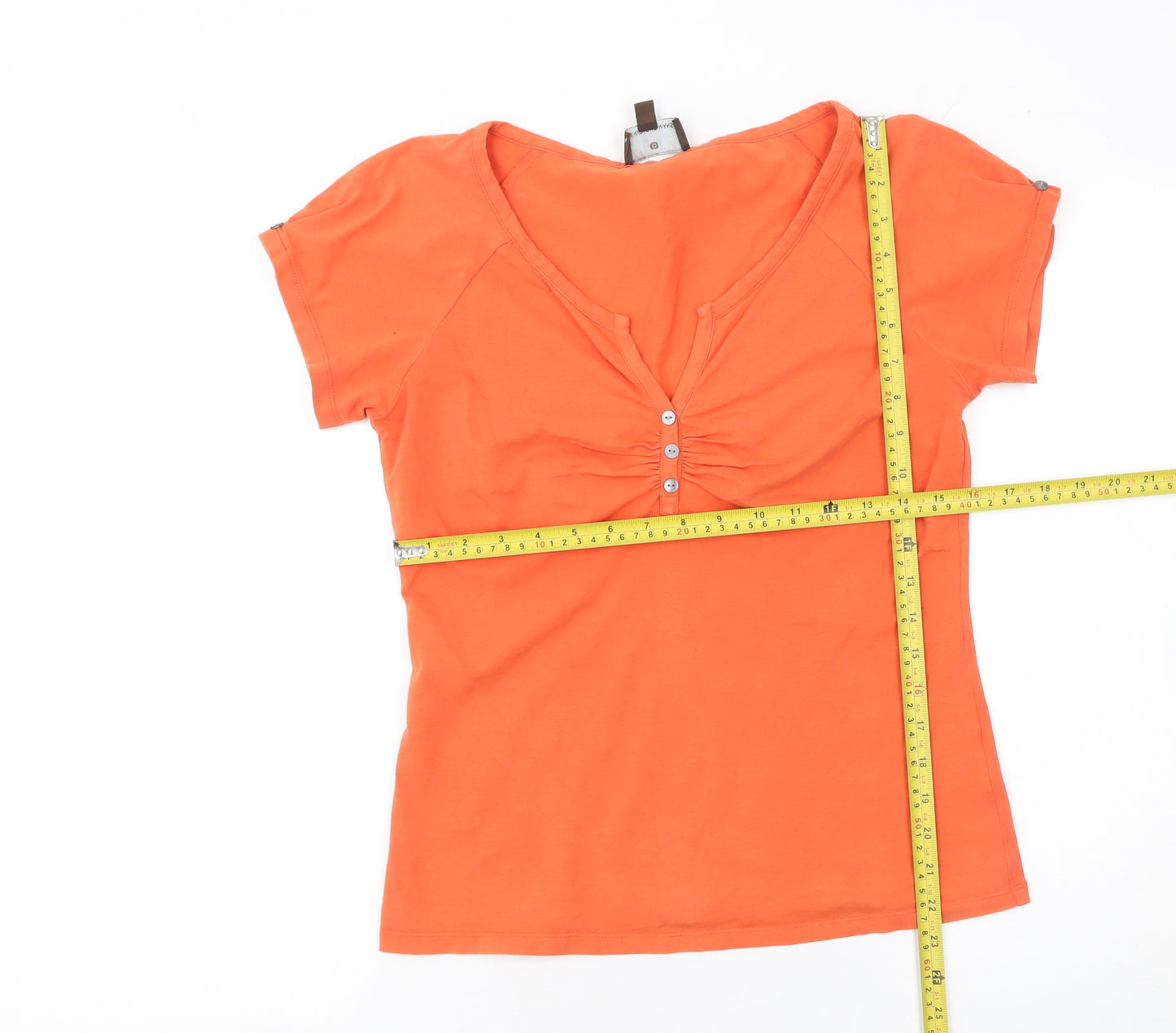 Fenn Wright Manson Womens Orange V-Neck Stretch Jersey T-Shirt Size 14