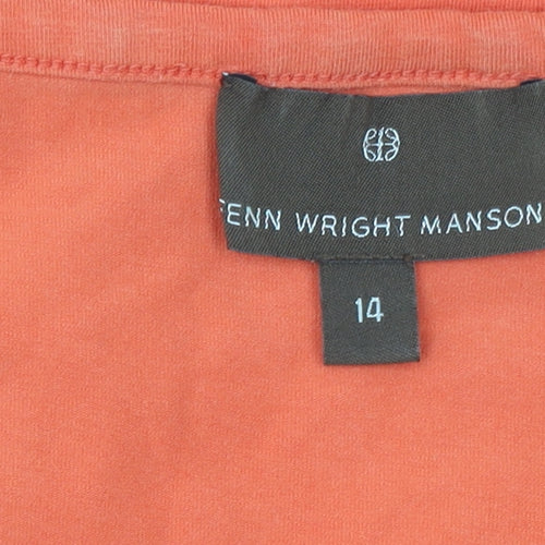 Fenn Wright Manson Womens Orange V-Neck Stretch Jersey T-Shirt Size 14