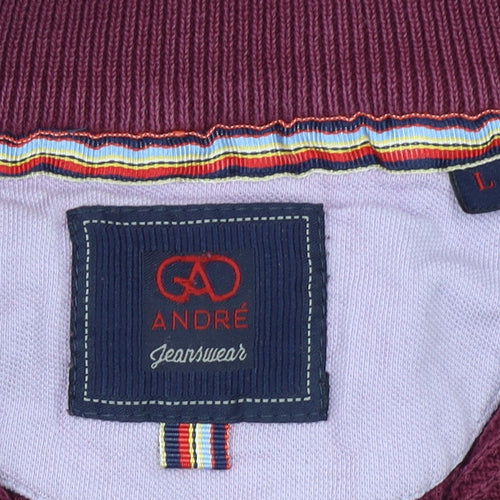 André Jeanswear Men's Red Cotton Waffle Knit 1/4 Zip Jumper Size L