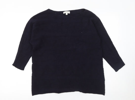 Monsoon Women’s Blue L Knit Boat Neck 3/4 Sleeve Pullover Jumper