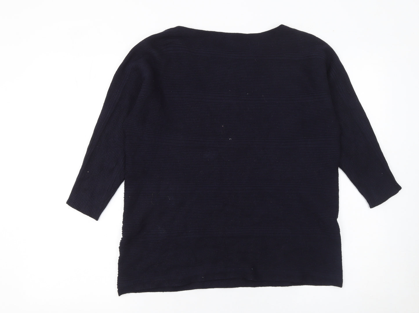 Monsoon Women’s Blue L Knit Boat Neck 3/4 Sleeve Pullover Jumper