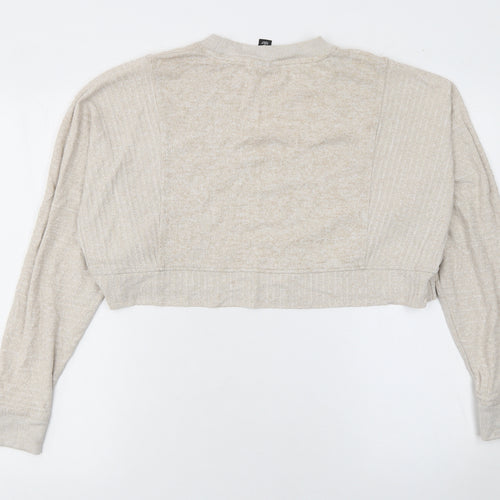 Ivy Park Womens Beige Cropped Pullover Sweatshirt Size S