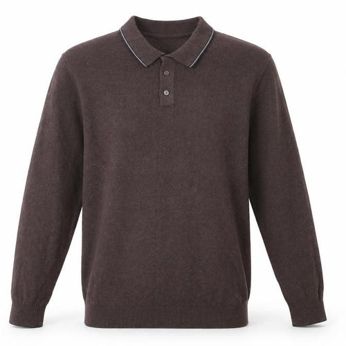 Larsson & Co Men’s Brown Long Sleeve Cotton Polo Shirt Size M