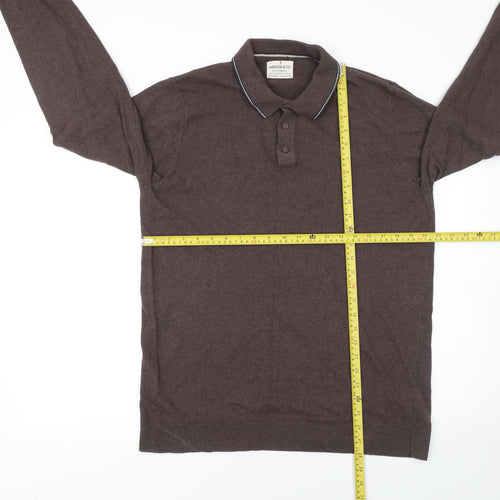 Larsson & Co Men’s Brown Long Sleeve Cotton Polo Shirt Size M