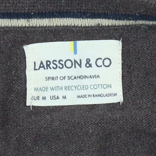 Larsson & Co Men’s Brown Long Sleeve Cotton Polo Shirt Size M