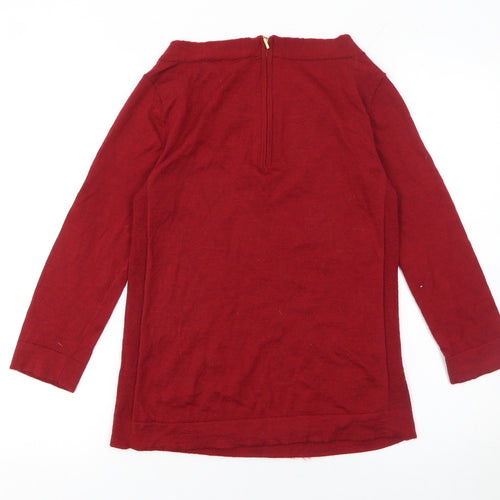 Monsoon Women's Red Merino Wool Boat Neck Jumper Size 10