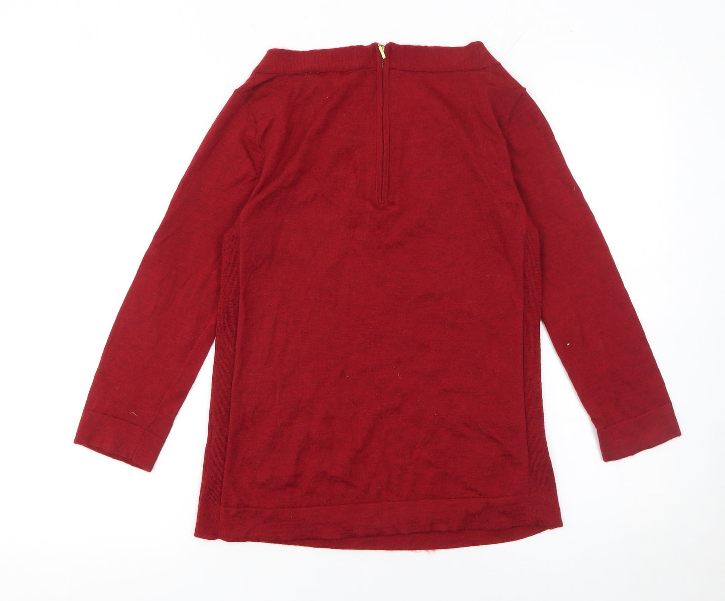 Monsoon Women's Red Merino Wool Boat Neck Jumper Size 10