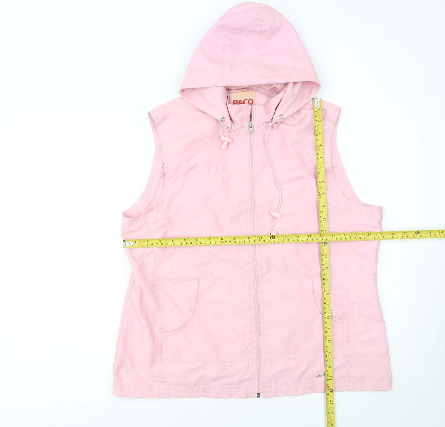 Paco Women’s Pink Sleeveless Hooded Full Zip Sport Jacket XL
