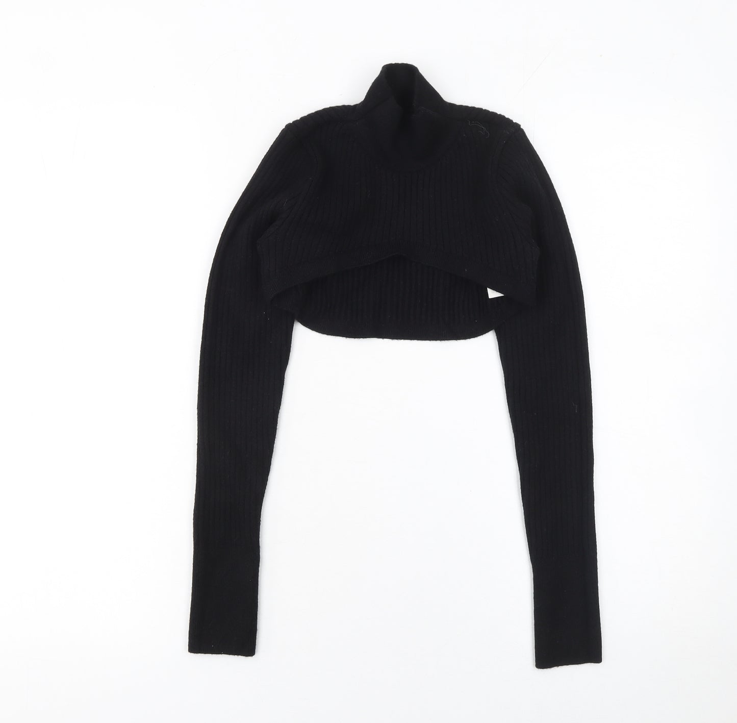 River Island Women's Black Roll Neck Cropped Jumper Size 6