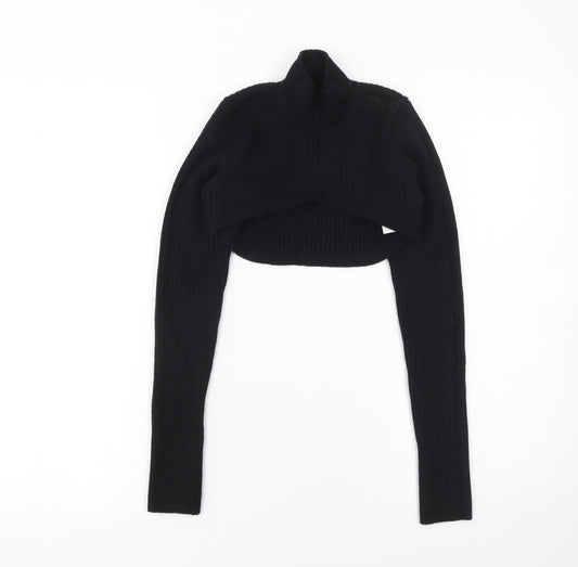 River Island Women's Black Roll Neck Cropped Jumper Size 6