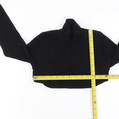 River Island Women's Black Roll Neck Cropped Jumper Size 6