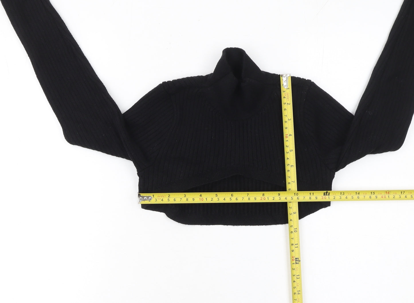 River Island Women's Black Roll Neck Cropped Jumper Size 6