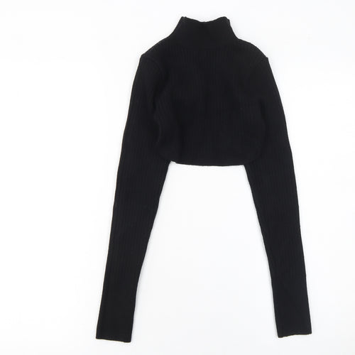River Island Women's Black Roll Neck Cropped Jumper Size 6