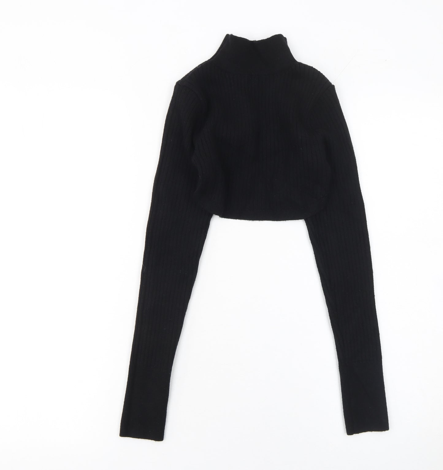 River Island Women's Black Roll Neck Cropped Jumper Size 6