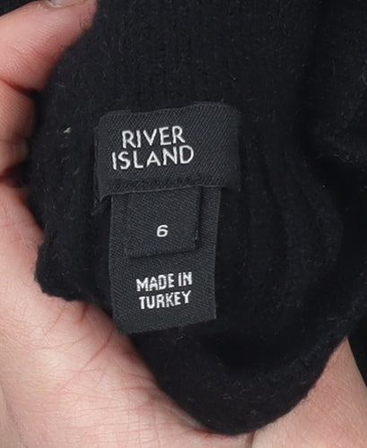 River Island Women's Black Roll Neck Cropped Jumper Size 6