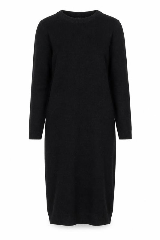 Front view of Brave Soul Women's Black Long Sleeve Midi Jumper Dress, size S