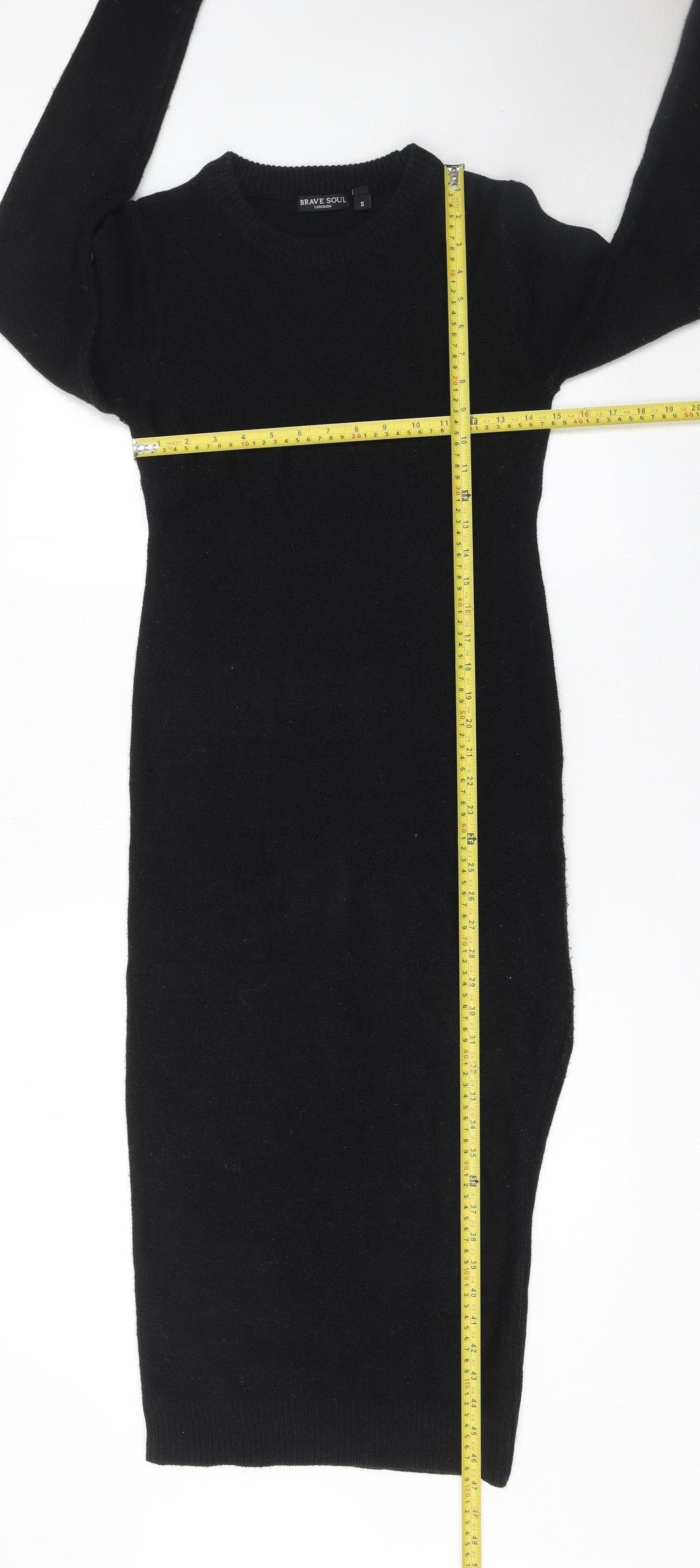 Brave Soul Women's Black Long Sleeve Midi Jumper Dress Size S