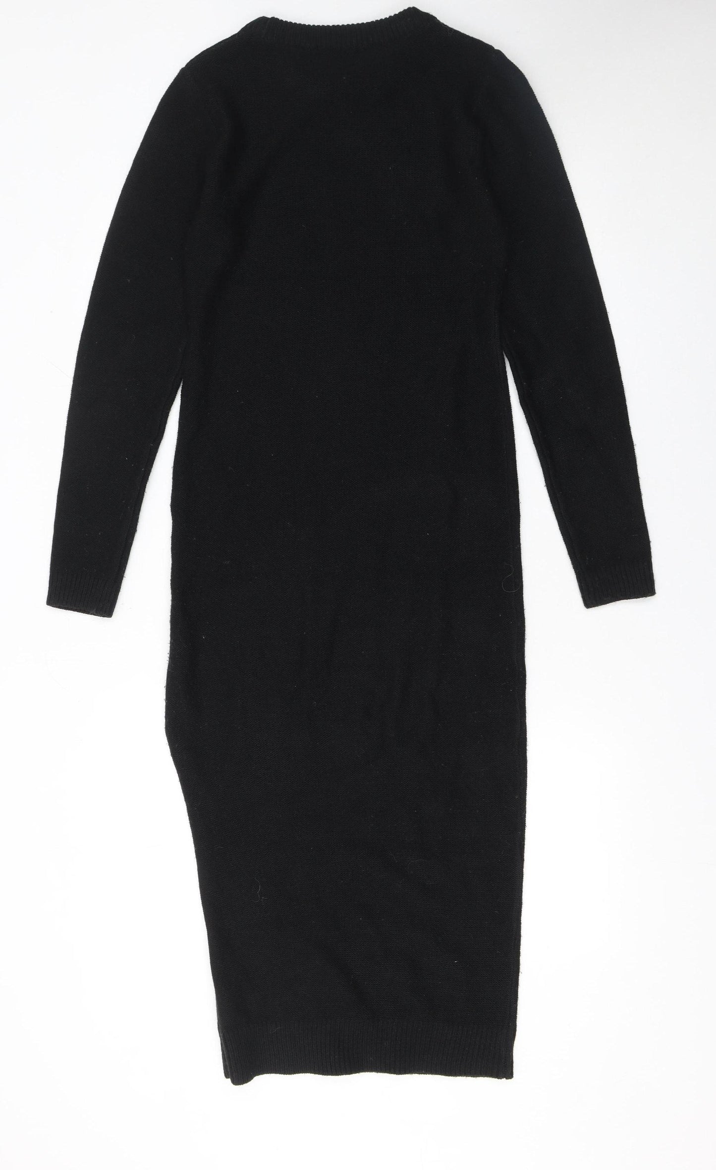 Brave Soul Women's Black Long Sleeve Midi Jumper Dress Size S