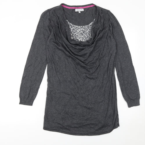 Marks and Spencer Per Una Women's Grey Cowl Neck Long Sleeve Tunic Jumper Size 14