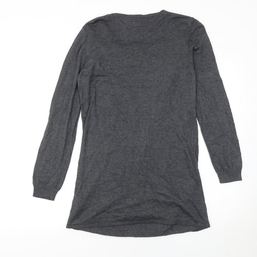 Marks and Spencer Per Una Women's Grey Cowl Neck Long Sleeve Tunic Jumper Size 14