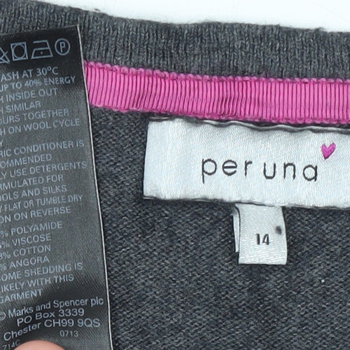 Marks and Spencer Per Una Women's Grey Cowl Neck Long Sleeve Tunic Jumper Size 14