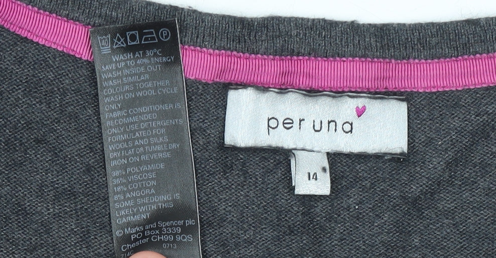 Marks and Spencer Per Una Women's Grey Cowl Neck Long Sleeve Tunic Jumper Size 14
