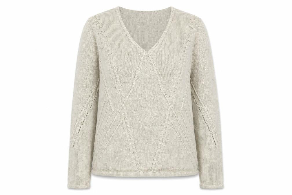 Marks and Spencer Women Beige V-Neck Knit Jumper Size 14