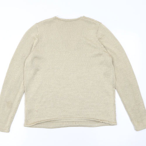 Marks and Spencer Women Beige V-Neck Knit Jumper Size 14