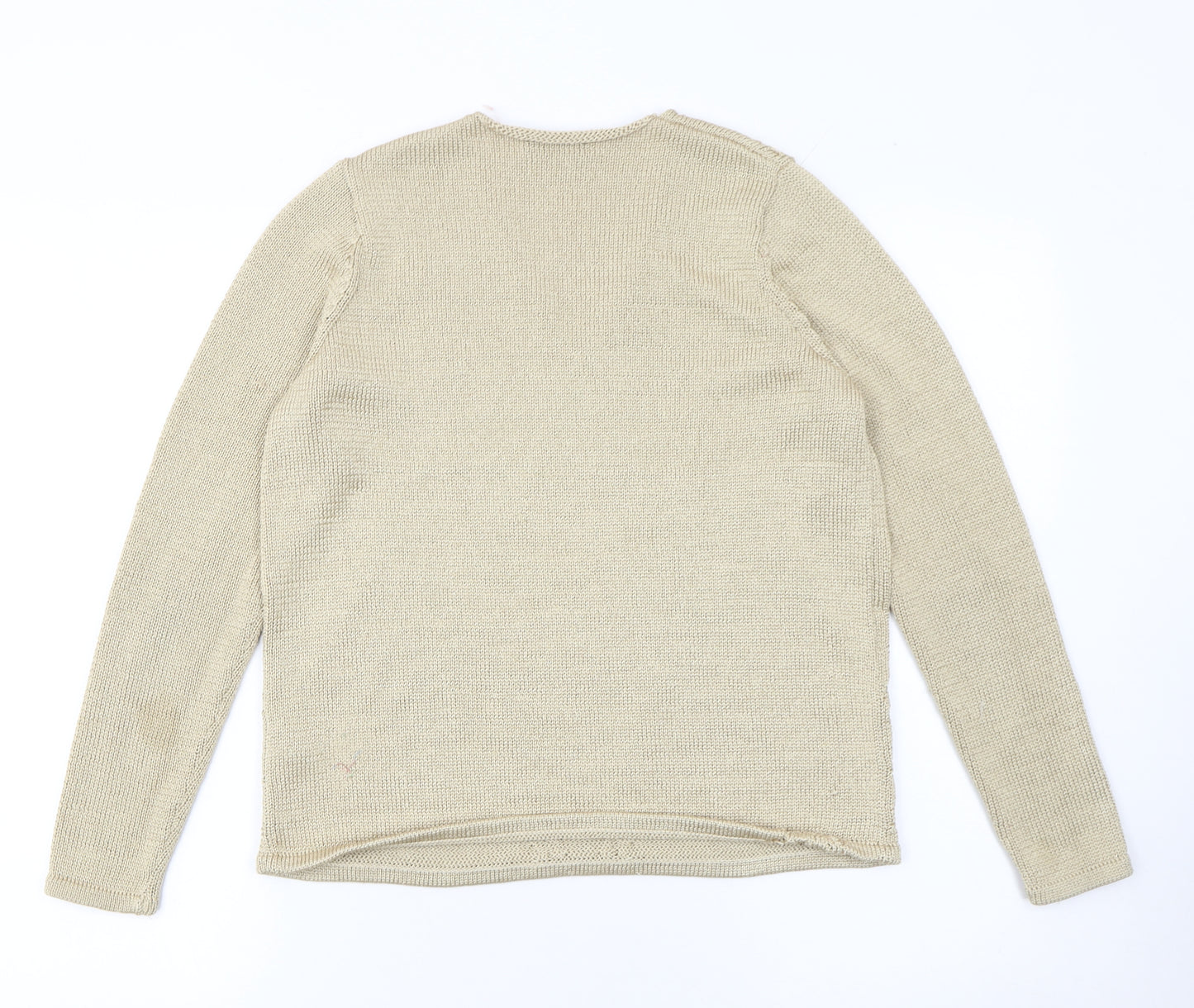 Marks and Spencer Women Beige V-Neck Knit Jumper Size 14