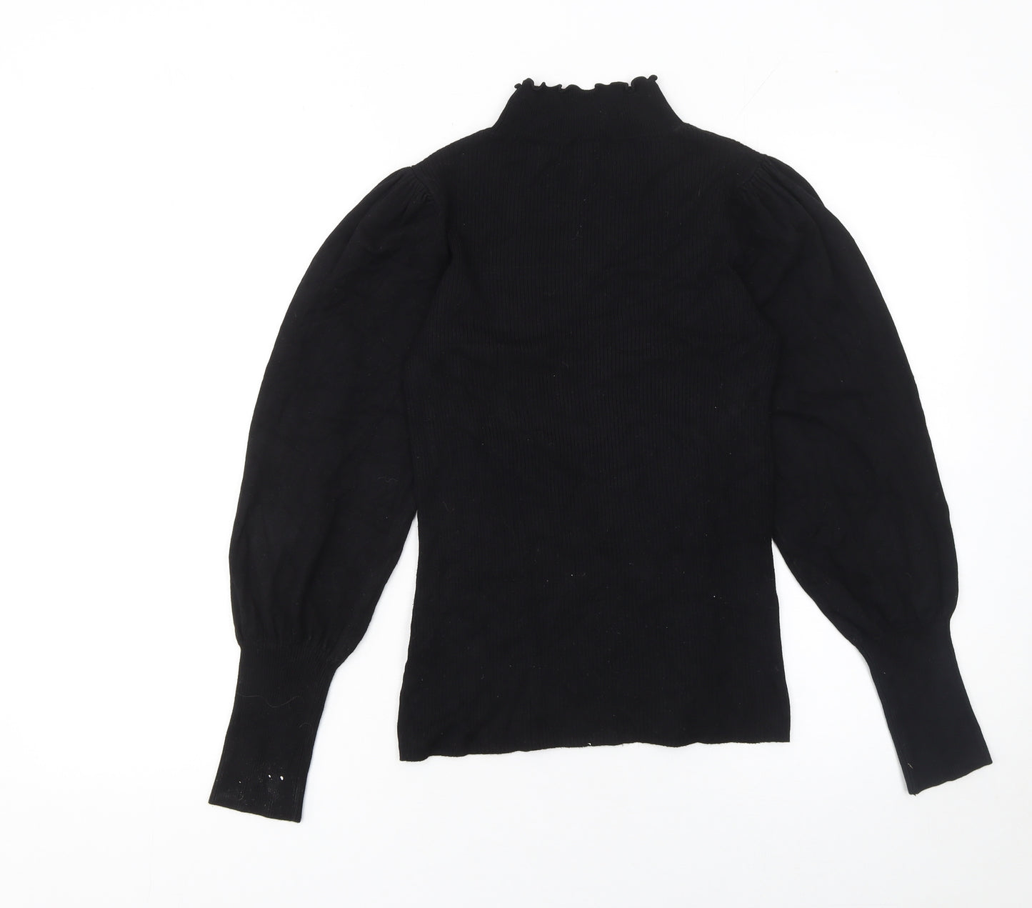 River Island Women's Black High Neck Puff Sleeve Jumper Size 12